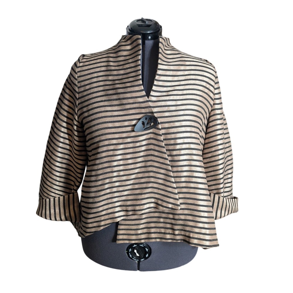 90s Connie K Striped Asymmetrical Corporate Goth Jacket Gold XL